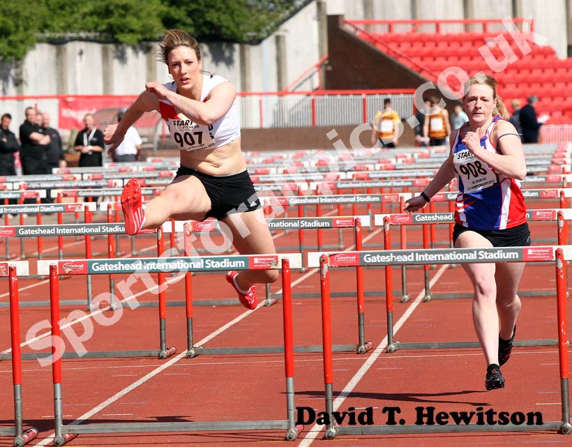 Ashleigh Wood wins the Senior Womens 100 metres hurdles, 2012 North Eastern Championships.